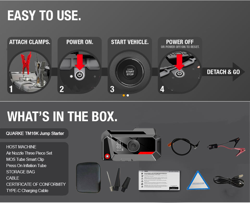 Skylla K16 12V 8000mAh 150psi Portable Jump Starter Cordless Tire Inflator