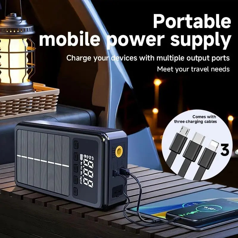 Skylla S4 12V 10000mAh 140psi Portable Multifunctional Solar Tire Inflator & Jump Starter